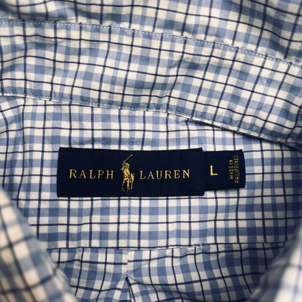 Ralph Lauren Button Down Oxford Shirt Pony Mens L‎ Blue Striped - Picture 3 of 10